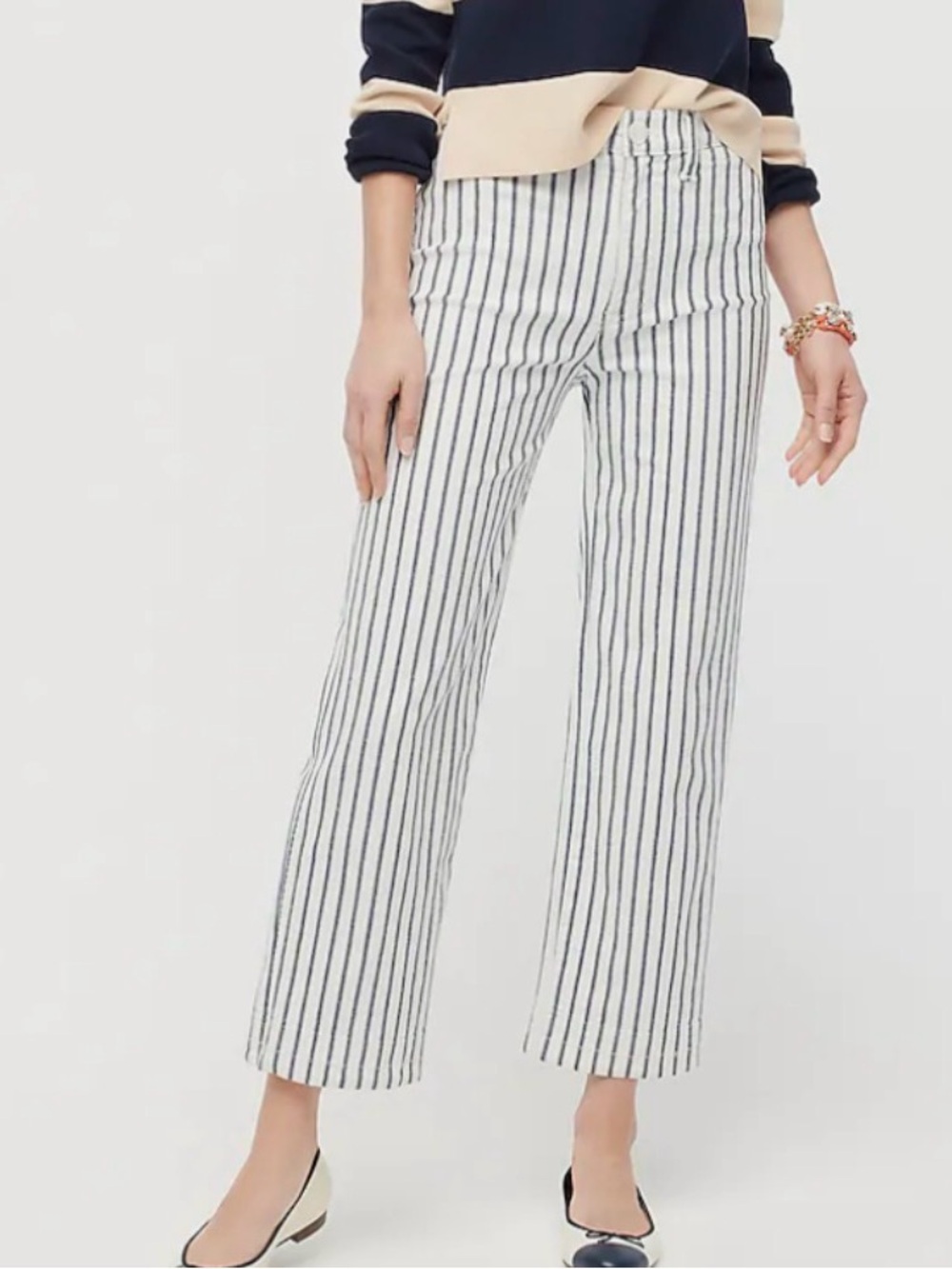 J. Crew blue striped pants 98% cotton
